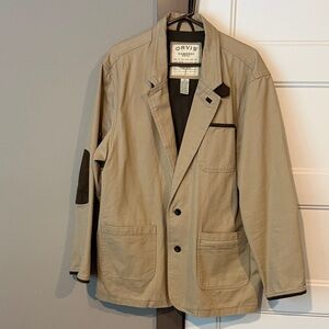 Orvis Tan Field Jacket with Brown Trim